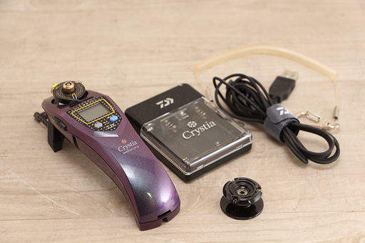 電動リール Crystia WAKASAGI CRT-α クリスティア ワカサギ スプール交換済み スタンド付き 外部電源αユニット 外部電源ボックス(P931nwxY)