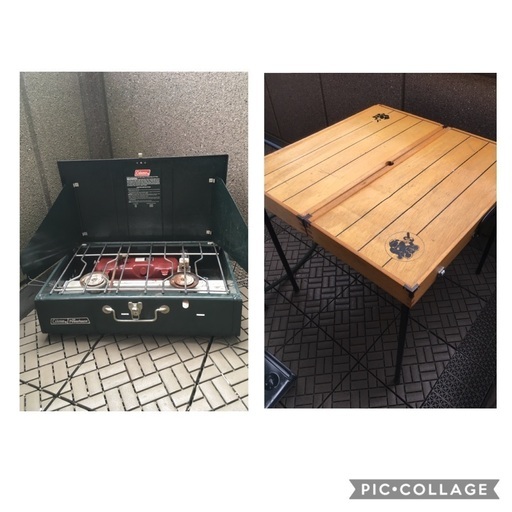 折り畳みテーブル　\u0026 coleman the powerhouse 413H ツーバーナー