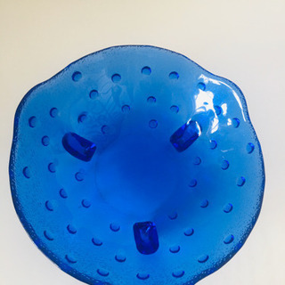 ガラス　ブルー　皿