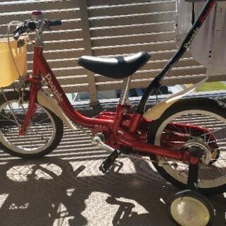 キッズ自転車14インチ　補助輪、押し手棒付き