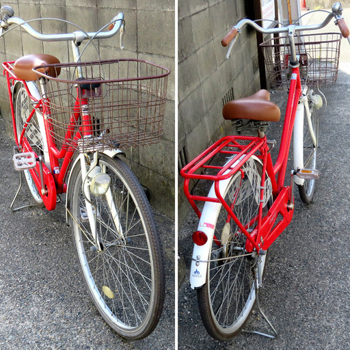 【交渉成立】赤い自転車 26インチ サイクルベース あさひ repop レポップ 自転車 ママチャリ  【6000】