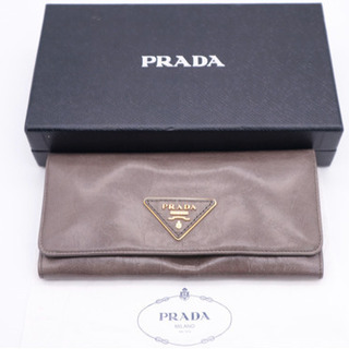 《PRADA/二つ折り長財布》Sランク ダメージ加工 グレー 箱...