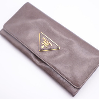 《PRADA/二つ折り長財布》Sランク ダメージ加工 グレー 箱 新品 未使用品