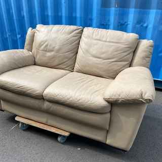 Italsofa イタルソファ ソファ 2シーター 本革 ベージュ 高級 中古品