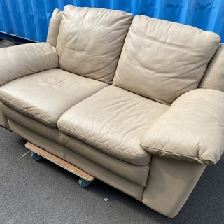 Italsofa イタルソファ ソファ 2シーター 本革 ベージュ 高級 中古品
