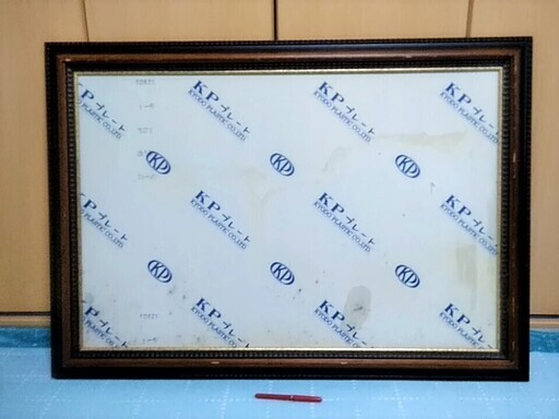 ★未使用でも汚れあり・木製の大きい額縁・102㎝×71㎝・絵画の大作用・魚拓用などに★