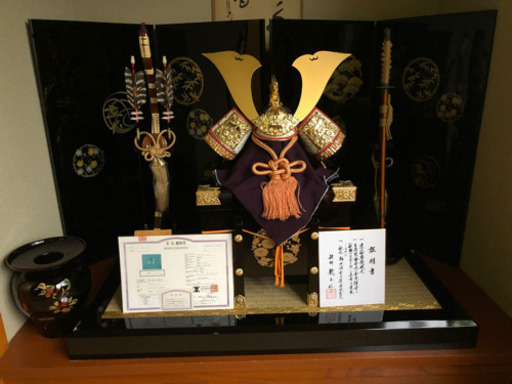 五月人形　鎧師　龍玉作　宝石付　純金箔　押木彫竜　現物確認可