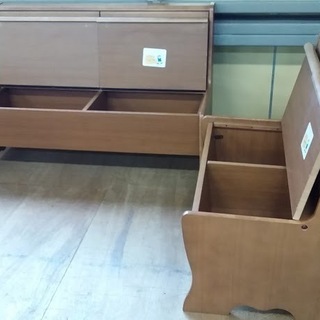 【店舗同時販売中】　木製収納付ベンチダイニング3点セット（コーナーなし）