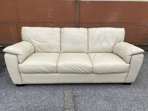 Italsofa イタルソファ ソファ 3シーター 本革 ベージュ 高級 中古品