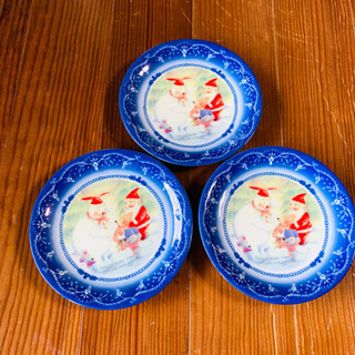 スノーマン　クリスマス柄の皿　3枚セット