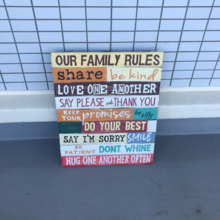 値下げ。ウェルカムボード　OUR FAMILY RULES