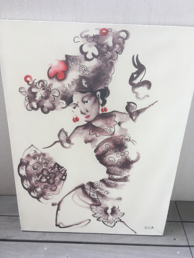◆キャンバスアート アジアン絵画 アンティーク 民族舞踊