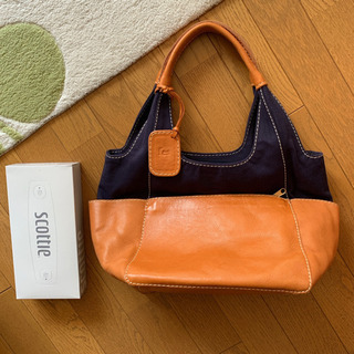 fes トートバッグ キャンパス地×カウレザー ネイビー