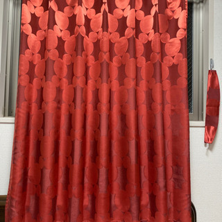 ミッキーカーテン(厚地、赤色)×2