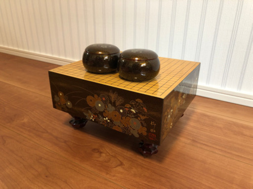 囲碁セット 柳山漆 漆芸 碁盤 柳山作 金蒔絵 ミニチュア 囲碁 碁盤 囲碁盤