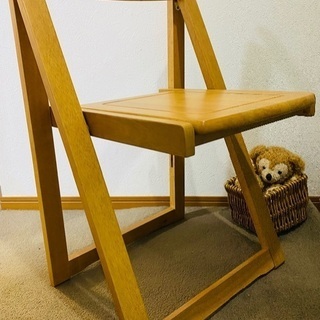 週末特価！used 折り畳み式 天然木 ダイニングテーブル お揃いの椅子3