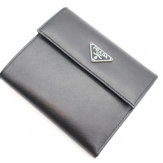 PRADA/サフィアーノ 三つ折り財布》M170A ブラック Sランク 極美品