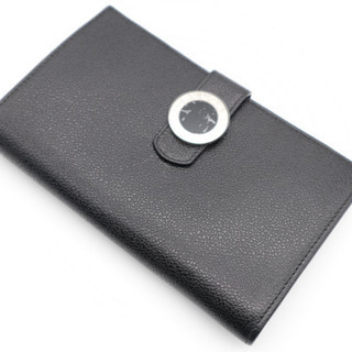BVLGARI レザーフラップコローレ 二つ折り長財布 》ブラック Aランク