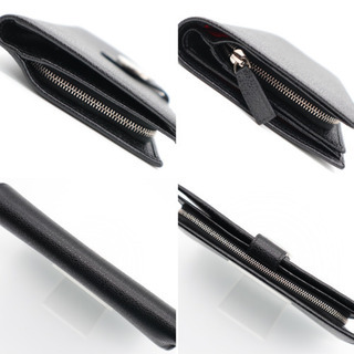 BVLGARI レザーフラップコローレ 二つ折り長財布 》ブラック Aランク