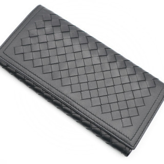BOTTEGA VENETA/イントレチャート 二つ折り 長財布》Bランク 黒