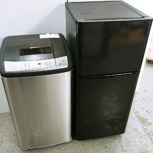 配達設置　生活家電セット　冷蔵庫　洗濯機　人気のブラック　スリムコンパクト