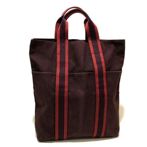 HERMES エルメス メンズ レディース ハンドバッグ フールトゥ カバス トートバッグ キャンバス ボルドー