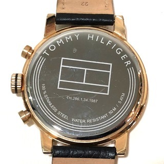 Tommy Hilfiger - トミー ヒルフィガー TH.286.1.34.1987 メンズ腕時計 腕時計 SS×革ベルト ゴールド×ブラック メンズ