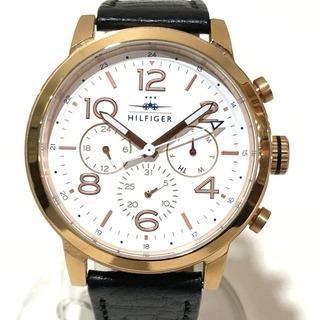 Tommy Hilfiger - トミー ヒルフィガー TH.286.1.34.1987 メンズ腕時計 腕時計 SS×革ベルト ゴールド×ブラック メンズ
