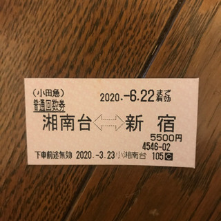 小田急線　普通回数券　 有効期限は6/22迄 湘南台←→新宿（片...