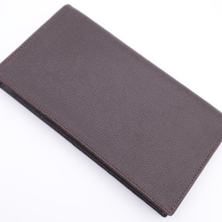 《BVLGARI/型押しロゴ 二つ折り札入れ》ブラウン 箱 Aランク 極美品 