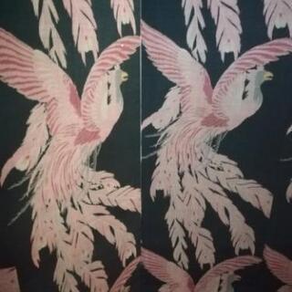 屏風　鳳凰柄　古布
