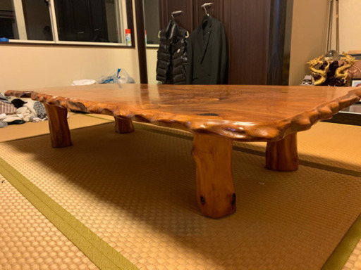 (値下げ)無垢テーブル　和家具　座敷机　センターテーブル　一枚版　座卓　天然木　引取限定