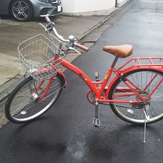 24インチ子供用自転車6段変速（小1～小6くらい）カラー赤　キズ...