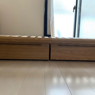 無印良品ベッドフレーム　シングル　ベッド下収納付き　オーク材　