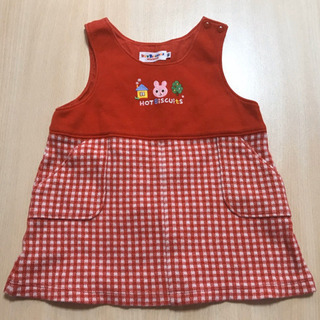 ミキハウス　ホットビスケッツ赤ジャンパースカート(サイズ80)