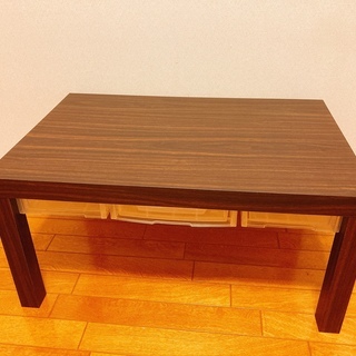 【ローテーブル】シンプルなテーブルです。自作の簡易引き出しつき