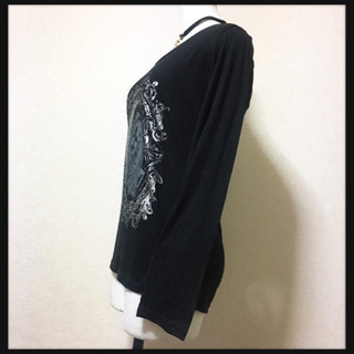 ご購入者様決定 長袖Tシャツ ロンT 黒 カットソーヴィジュアル系 パンク系