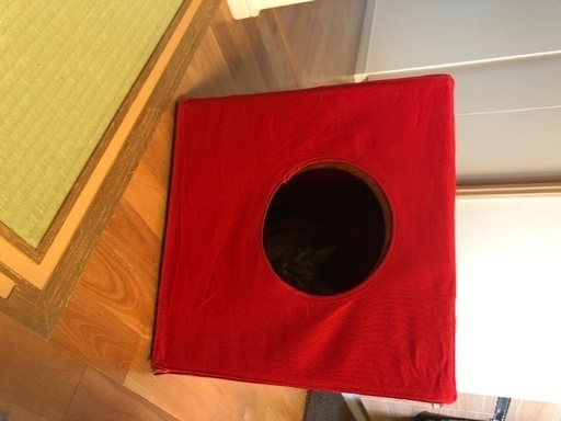 猫用トイレ用品  トイレカバー   木の本体と消臭布カバー セット
