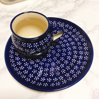 ポーリッシュポタリー　食器　コーヒーカープ（ティーカップ）＆平皿　陶器