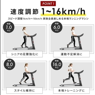 電動ルームランナー 折りたたみ式　MAX１６km