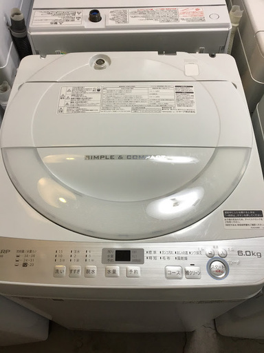 【一部予約販売中】 【送料無料・設置無料サービス有り】洗濯機 中古 ES-GE6B-W SHARP 2018年製 洗濯機
