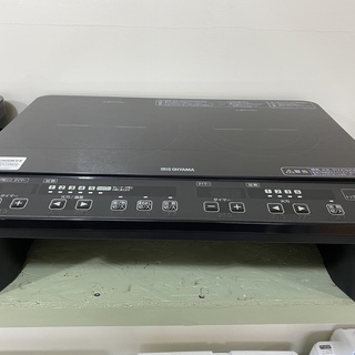 IHクッキングヒーター アイリスオーヤマ 2口コンロ 黒 2017年製 中古品