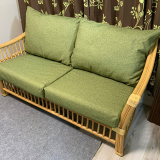 ラタン　ロビーソファー　ゆったり2人掛け＋1人掛け　状態良し
