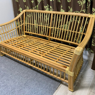 ラタン　ロビーソファー　ゆったり2人掛け＋1人掛け　状態良し