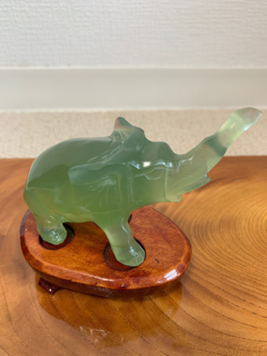 翡翠 ペア象 台座付き