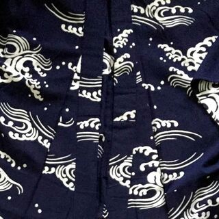 状態良好！】月影屋 浴衣 / メンズ Lサイズ / 白×紺 波頭模様 / 手縫い