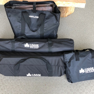 ロゴス囲炉裏セットLとユニフレーム 焚き火台