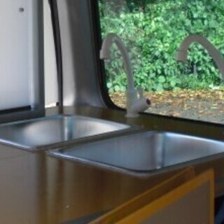 移動販売車、キャンピングカー、キッチンカーのDIY　ステンレス・ダブルシンク　15点セット　新品　シンク・水道