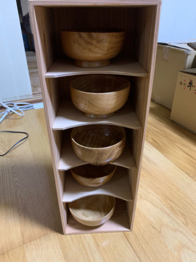 木製のお椀 5つ 収納ケース付き