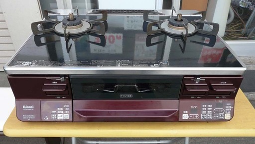 20C0028 6 Rinnai リンナイ LPガス用 ガステーブル RTS65AWK1R-AL 2016年製 サイズ(約)幅59X奥行50X高さ23cm 中古品